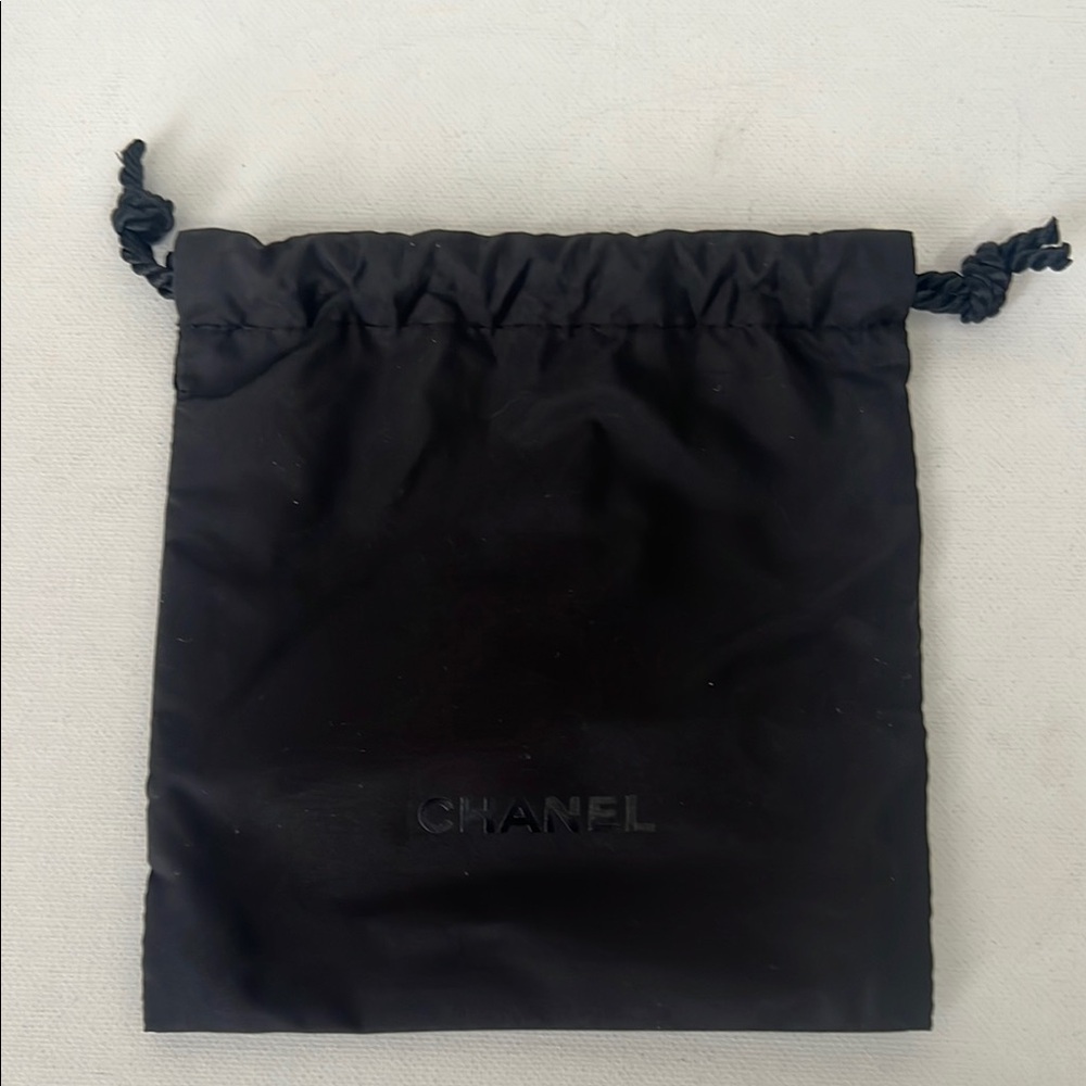 CHANEL Black Drawstring Cosmetic Bag